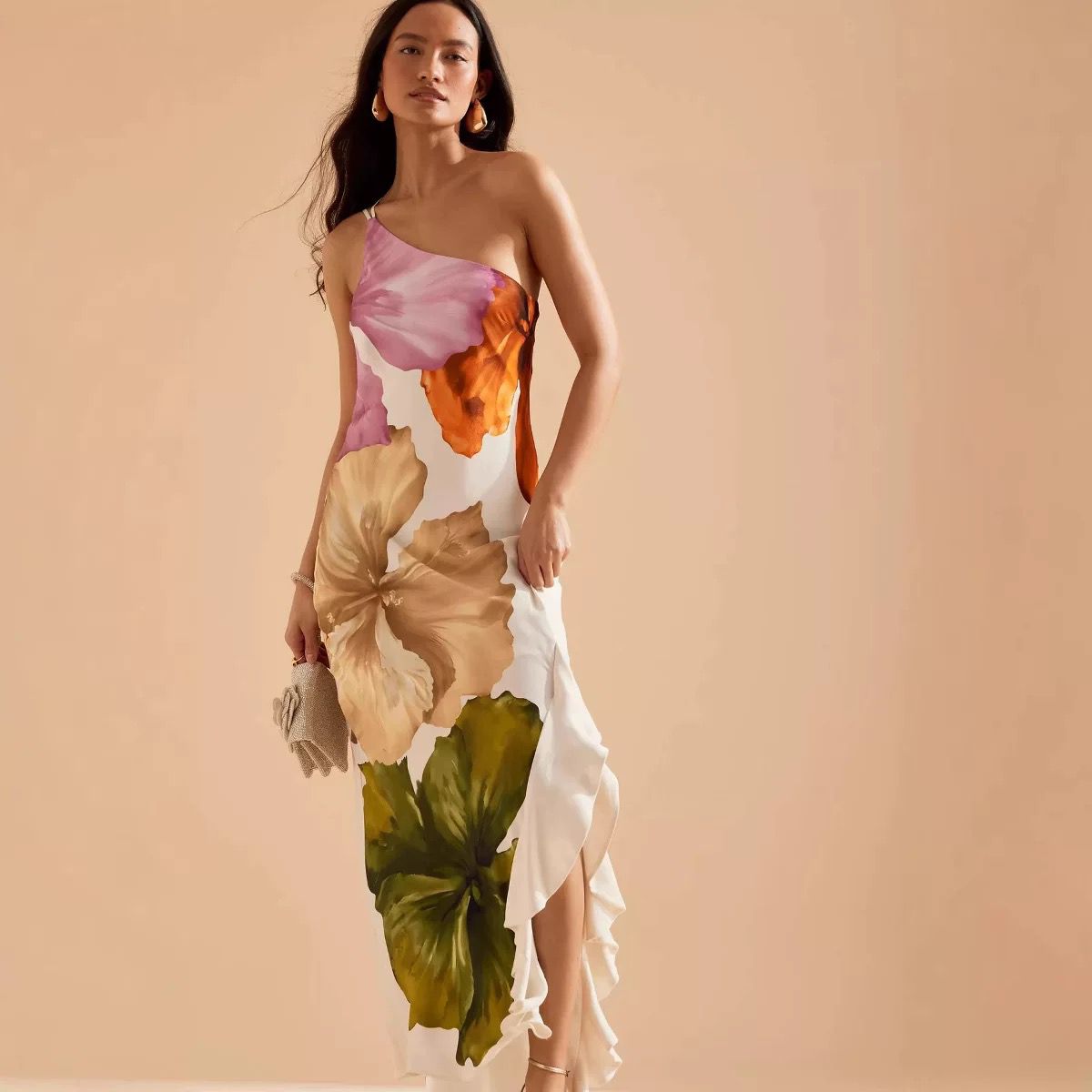 Women Floral Print One Shoulder Bodycon Dress - Image 4