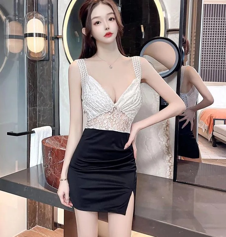 Imp original premium quality fancy lace net work short bodycon dress