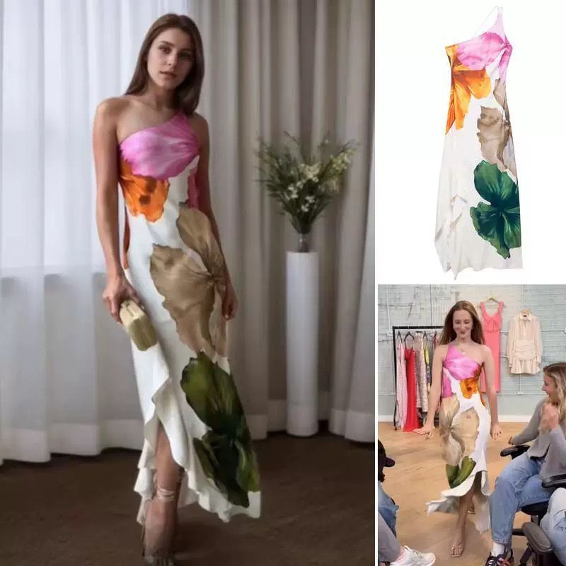Women Floral Print One Shoulder Bodycon Dress - Image 6