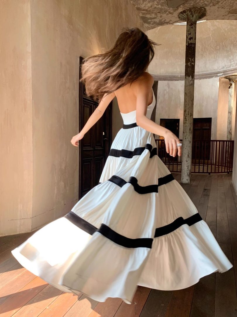 Ivory Rythm Theme Ivory Rhythm Halter Neck Monochrome Dress – Raba Paris